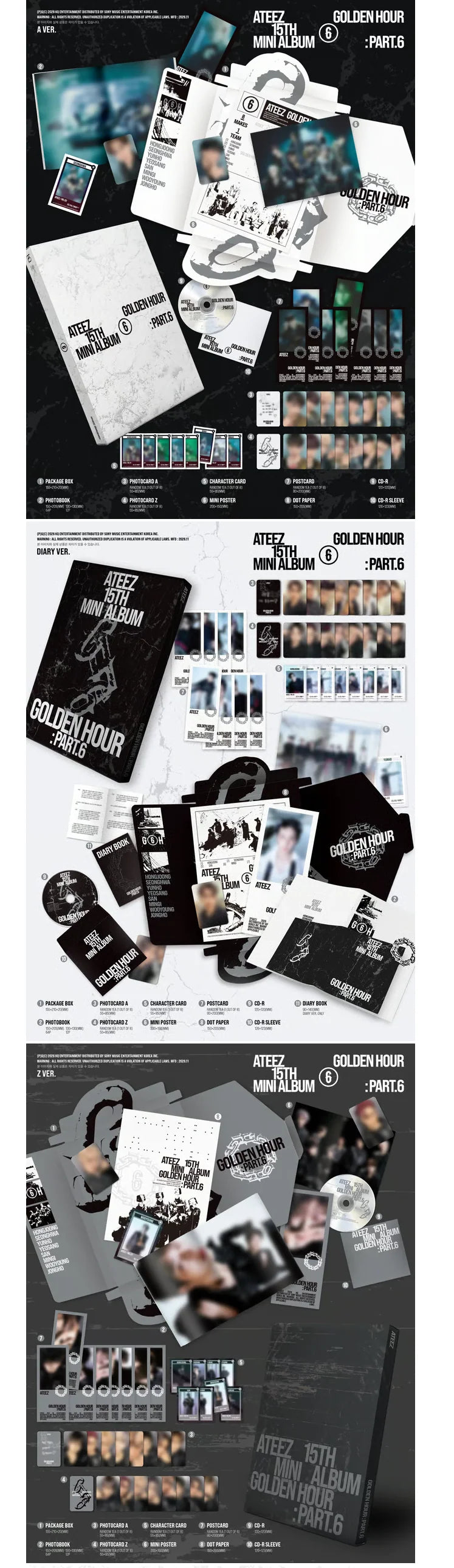 [PREORDER] [SHIPS IN DEC 2026-JAN 2027] ATEEZ - 'GOLDEN HOUR : PART.6' 15th Mini Album STANDARD Ver. (Version & POB Choice)