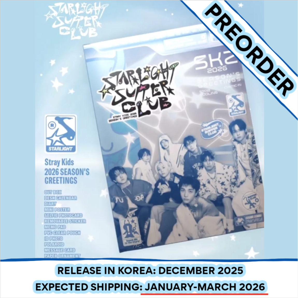 [PREORDER] Stray Kids 2026 Season’s Greetings [STARLIGHT SUPPER CLUB] (POB Choice)