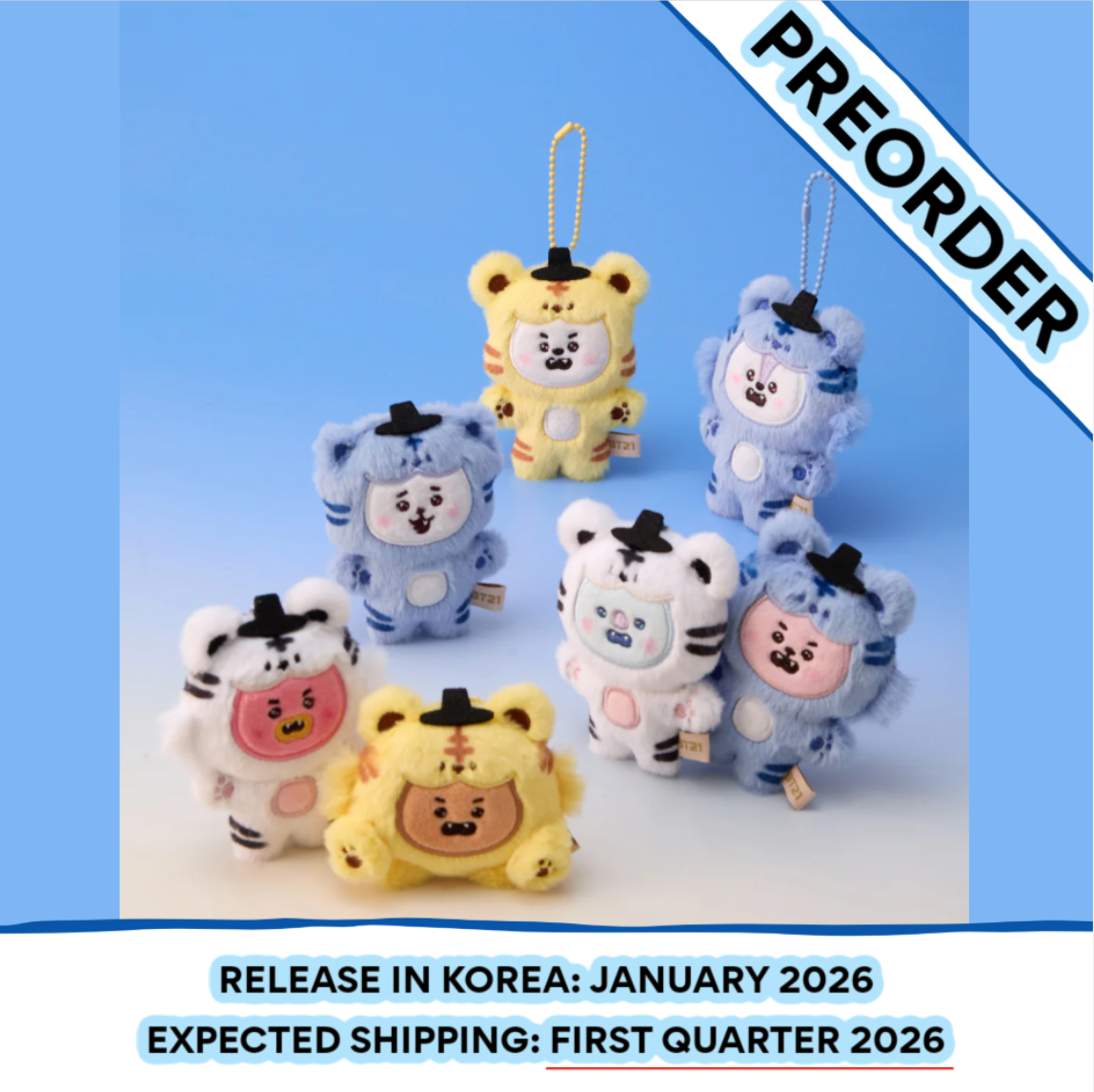 [PREORDER] BT21 - K-HORANG PLUSH KEYRING (Member Choice)