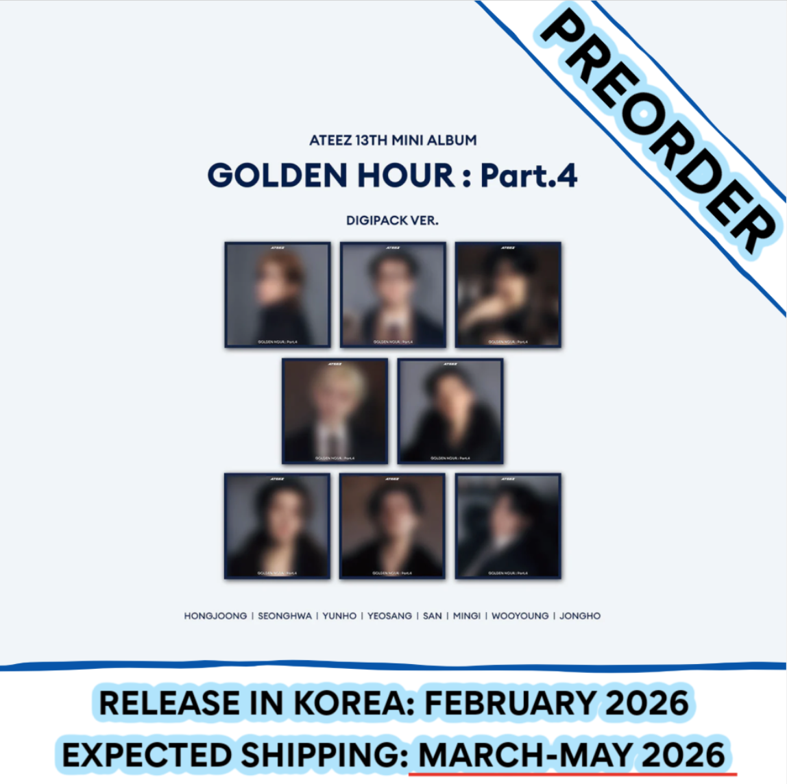 [PREORDER] ATEEZ - GOLDEN HOUR : PART.4 13TH MINI ALBUM DIGIPACK + POB (Random)