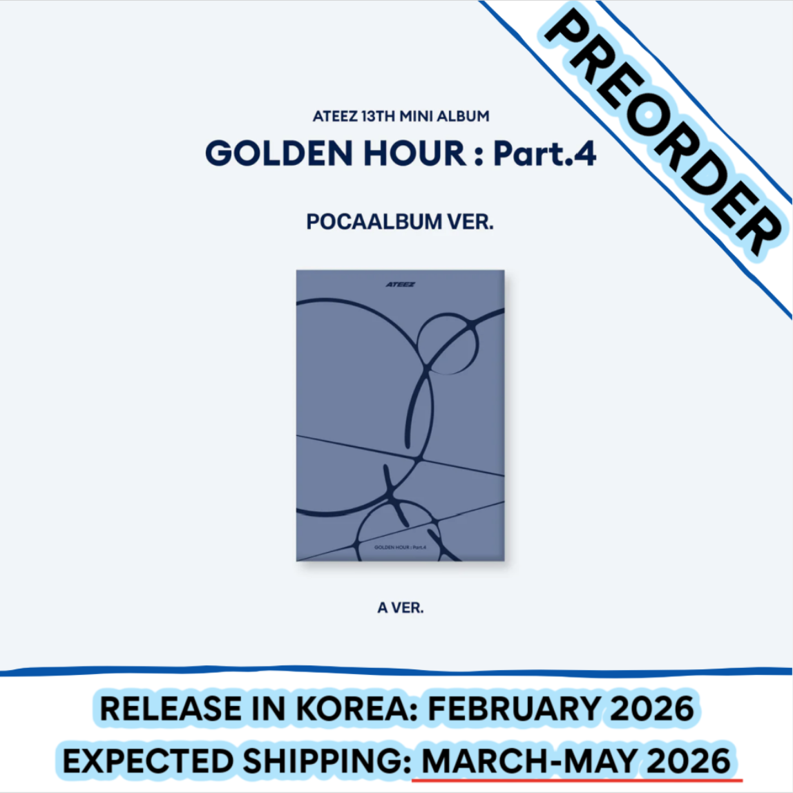 [PREORDER] ATEEZ - GOLDEN HOUR : PART.4 13TH MINI ALBUM POCA ALBUM + POB (Version Choice)