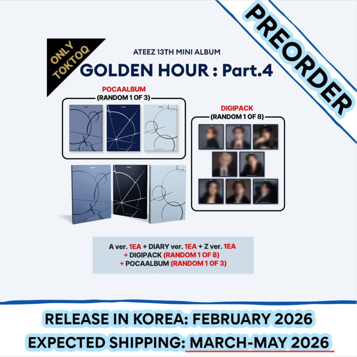 [PREORDER] ATEEZ - GOLDEN HOUR : PART.4 13TH MINI ALBUM TOKTOQ GIFT TOKTOQ SET