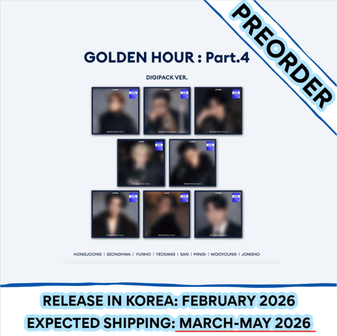 [PREORDER] ATEEZ - GOLDEN HOUR : PART.4 13TH MINI ALBUM DIGIPACK RANDOM Europe hello82 Exclusive