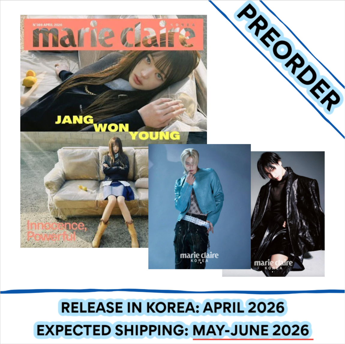 [PREORDER] Jang Wonyoung + Seonghwa - Marie Claire April 2026 Issue (Random Cover)