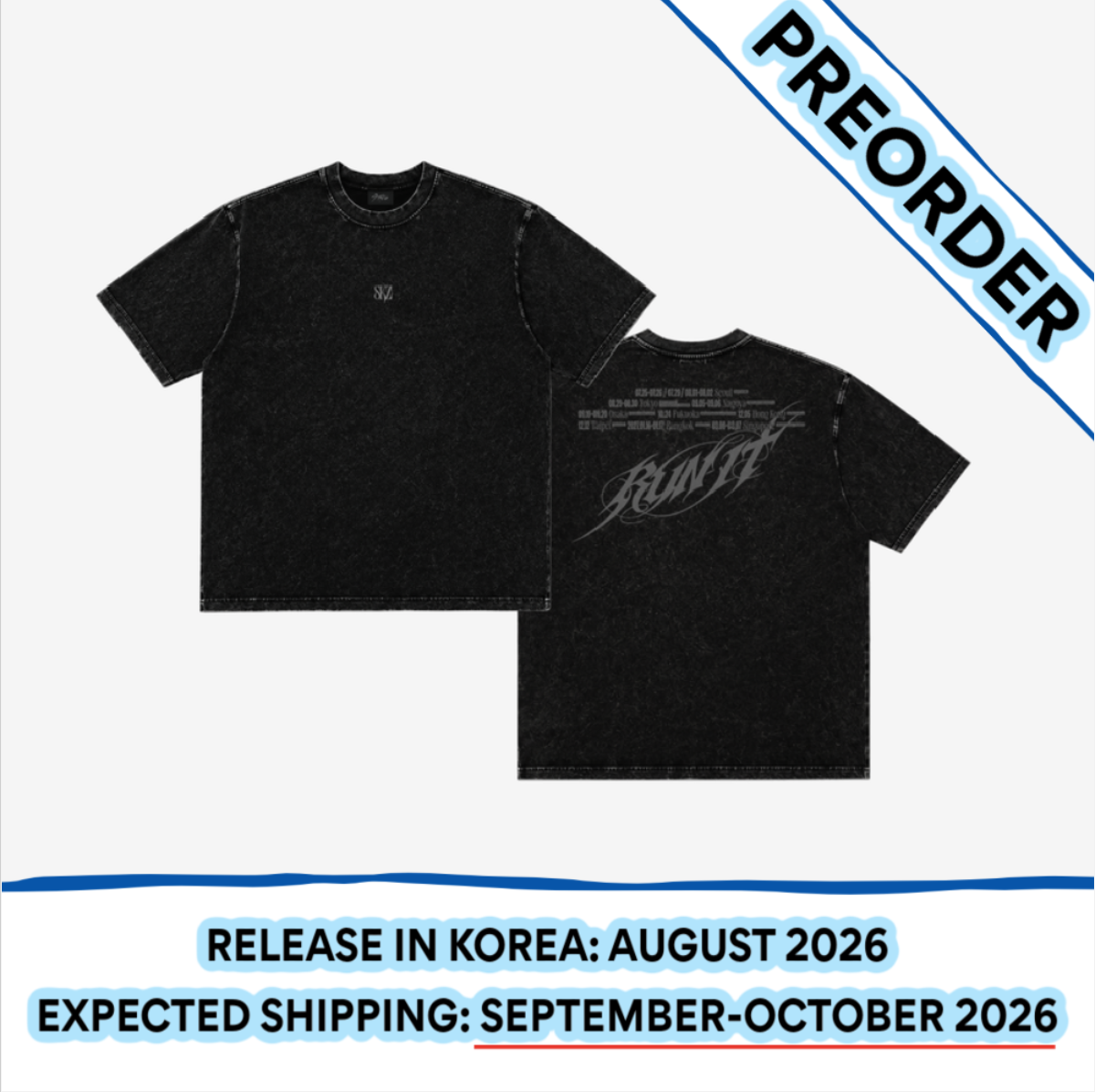 [PREORDER] [SHIPS IN SEPT-OCT] Stray Kids - World Tour [RUN IT SEOUL] OFFICIAL MD - T-SHIRT (One Size)