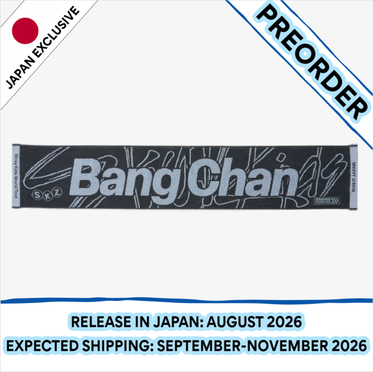 [PREORDER] [SHIPS IN SEPT-NOV] Stray Kids - World Tour [RUN IT JAPAN] OFFICIAL MD MUFFLER TOWEL (Member Choice)
