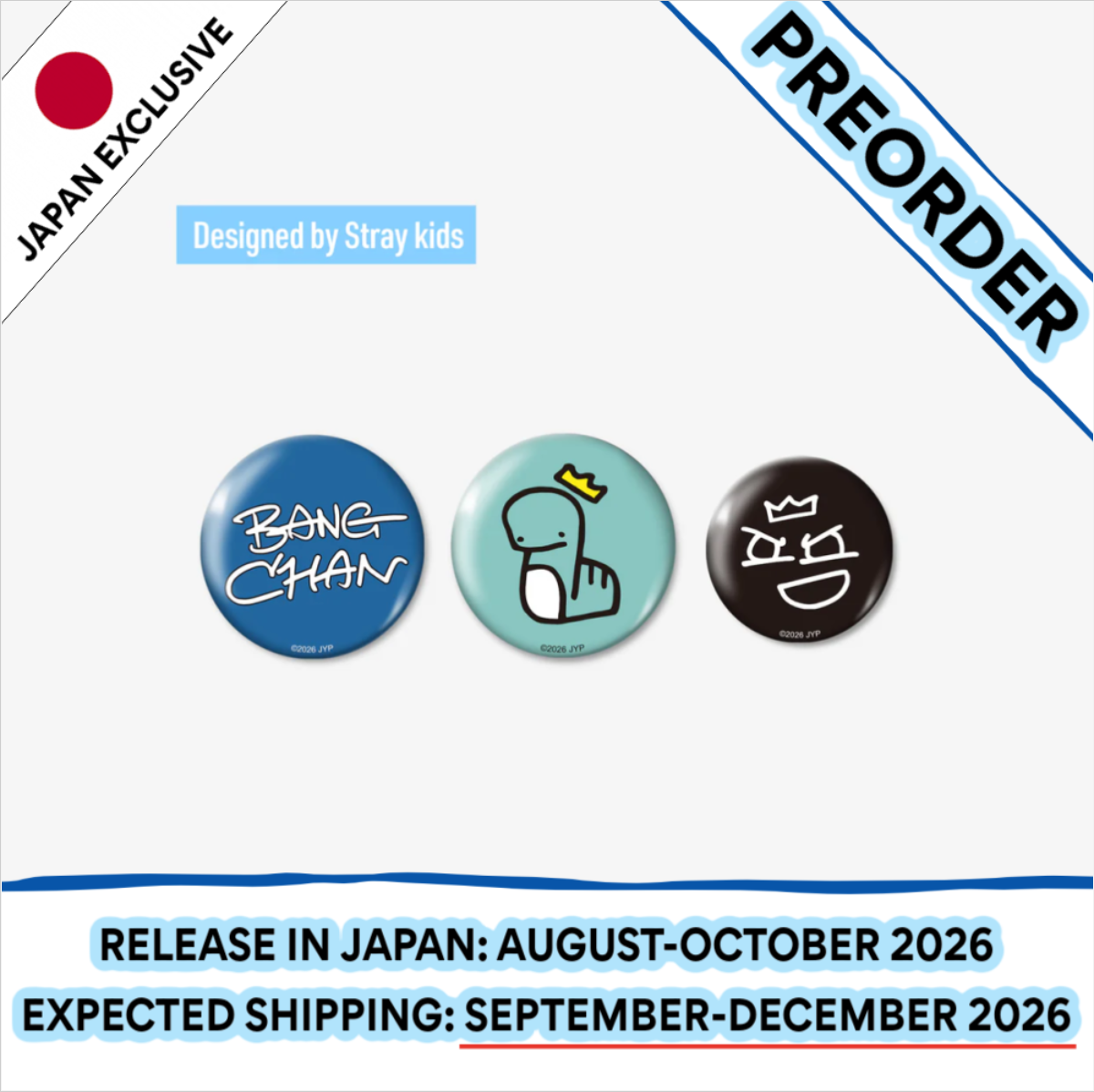 [PREORDER] [SHIPS IN SEPT-DEC] Stray Kids - World Tour [RUN IT JAPAN] OFFICIAL MD BADGE SET (3PIECES) (Member Choice)