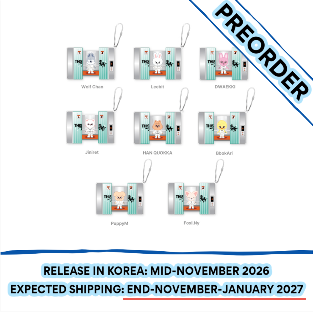 [PREORDER] [SHIPS IN NOV-JAN] Stray Kids - "THIS & THAT" POP-UP STORE OFFICIAL MD SKZOO CAPSULE ACRYLIC KEYRING (Week & Member Choice)