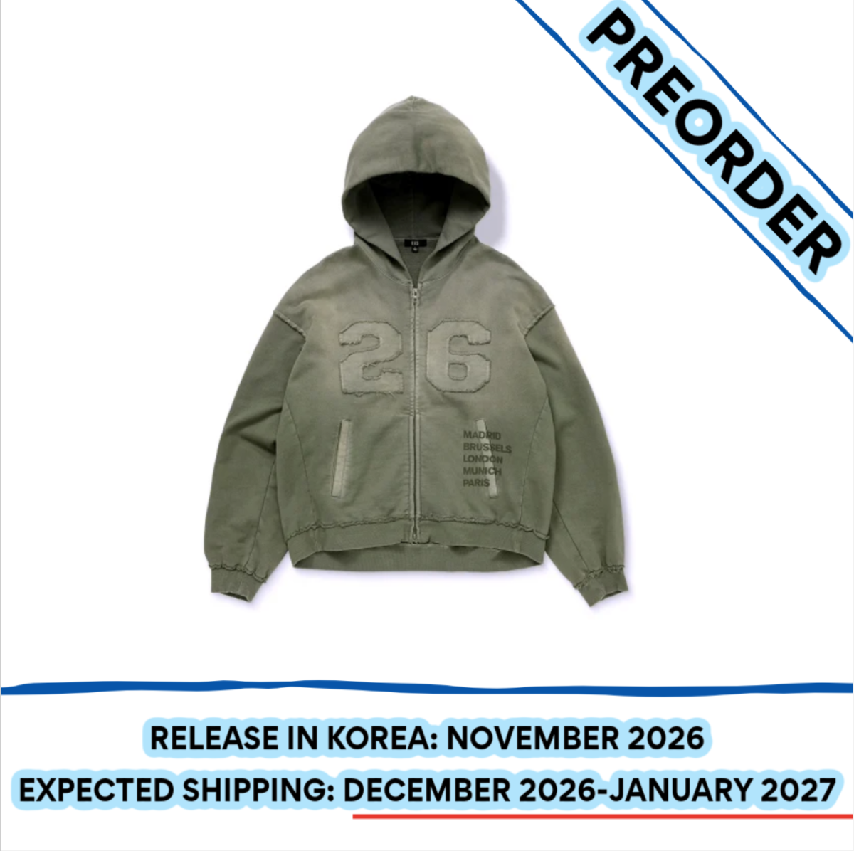 [PREORDER] [SHIPS IN DEC-JAN] BTS - ARIRANG WORLD TOUR OFFICIAL MD ZIP UP HOODIE EUROPE Ver. (Size Choice)