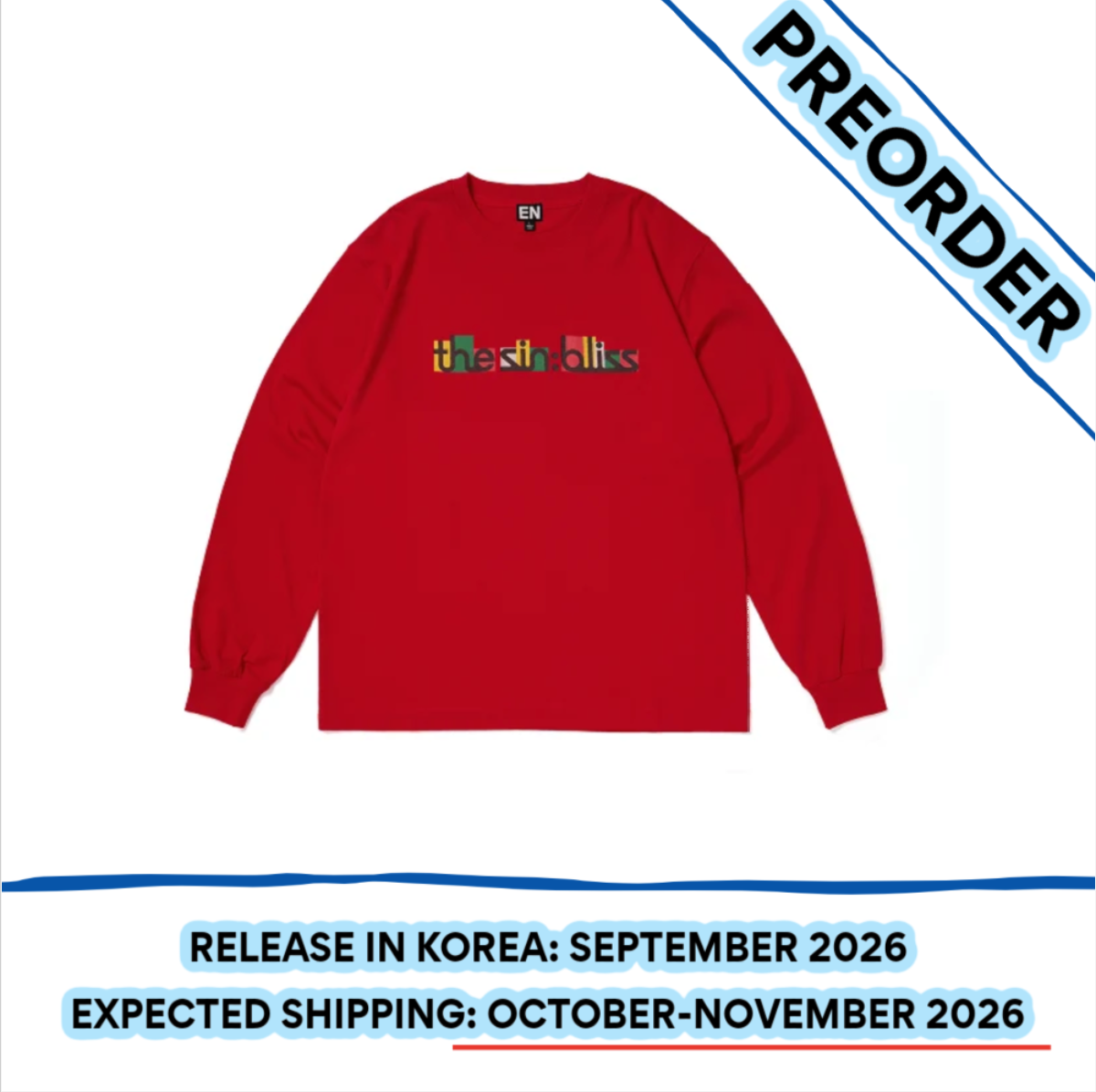 [PREORDER] [SHIPS IN OCT-NOV] ENHYPEN - THE SIN : BLISS POP UP OFFICIAL MD L/S T-SHIRT RED (Size Choice)