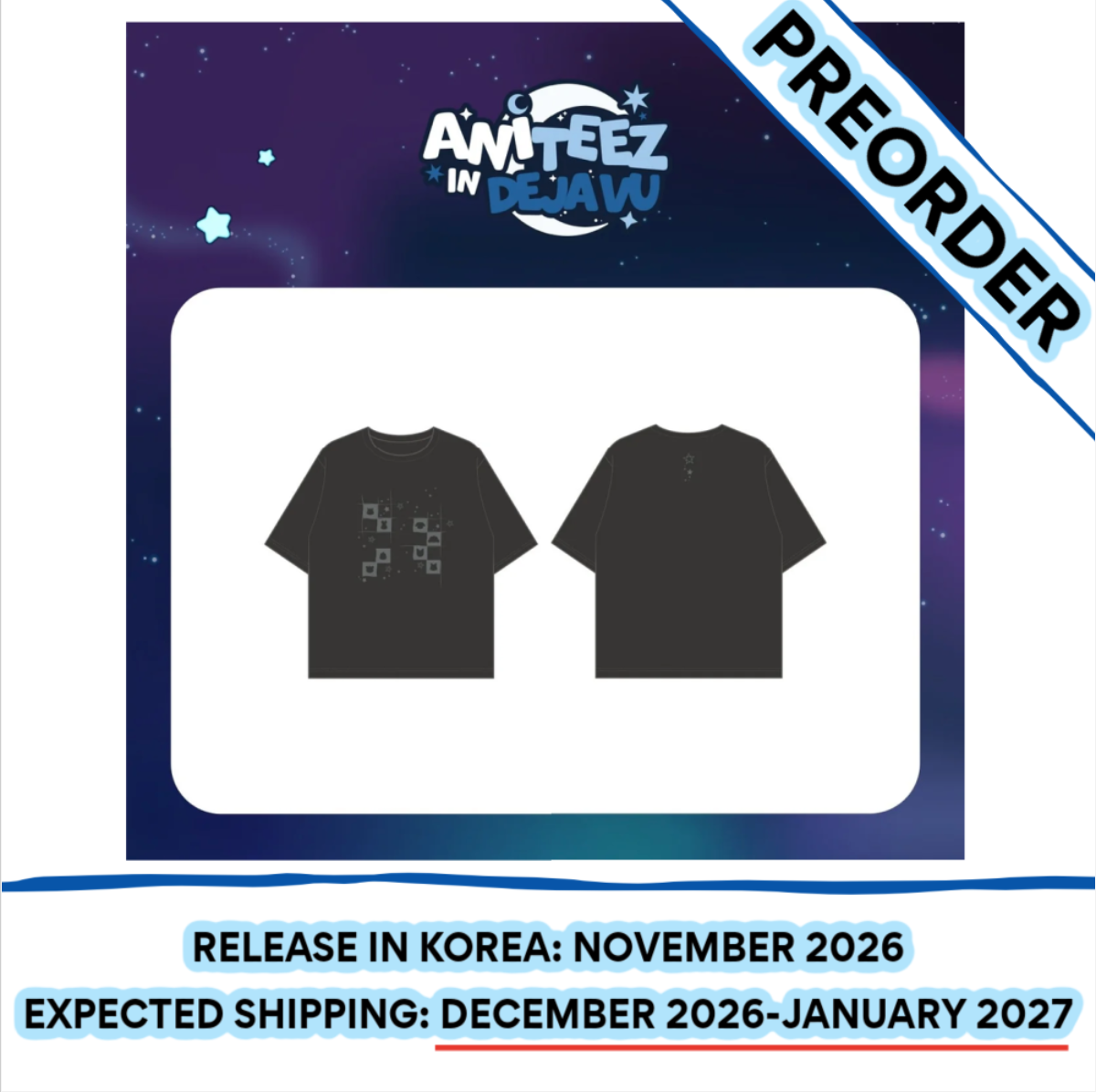 [PREORDER] [SHIPS IN DEC 2026-JAN 2027] ATEEZ - ANITEEZ IN DEJA VU POP UP OFFICIAL MD T-SHIRT (Size Choice)