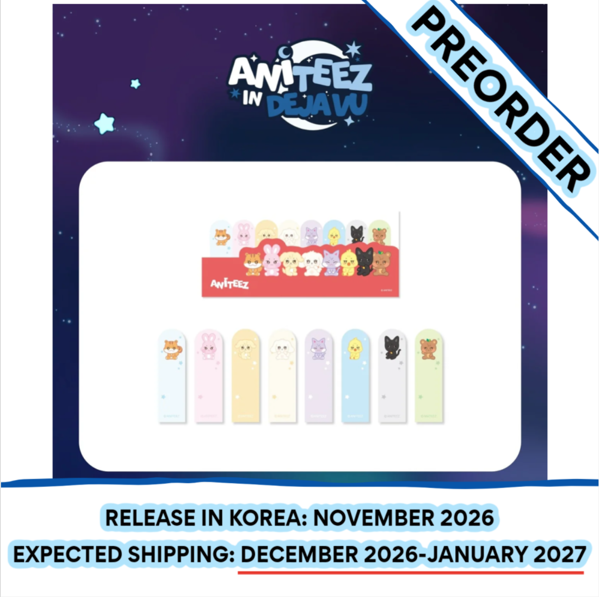 [PREORDER] [SHIPS IN DEC 2026-JAN 2027] ATEEZ - ANITEEZ IN DEJA VU POP UP OFFICIAL MD INDEX STICKY MEMO SET