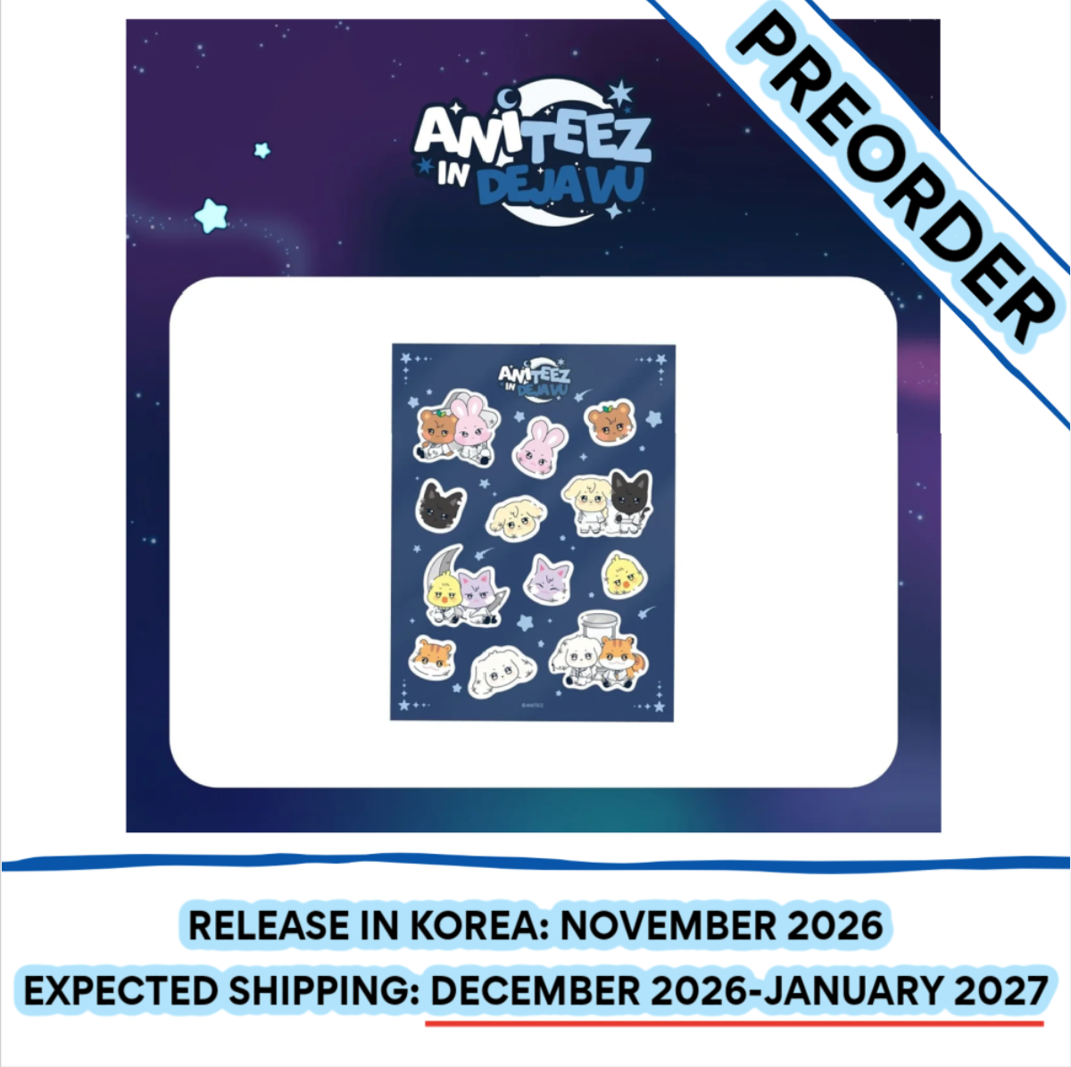 [PREORDER] [SHIPS IN DEC 2026-JAN 2027] ATEEZ - ANITEEZ IN DEJA VU POP UP OFFICIAL MD WATER 3D STICKER