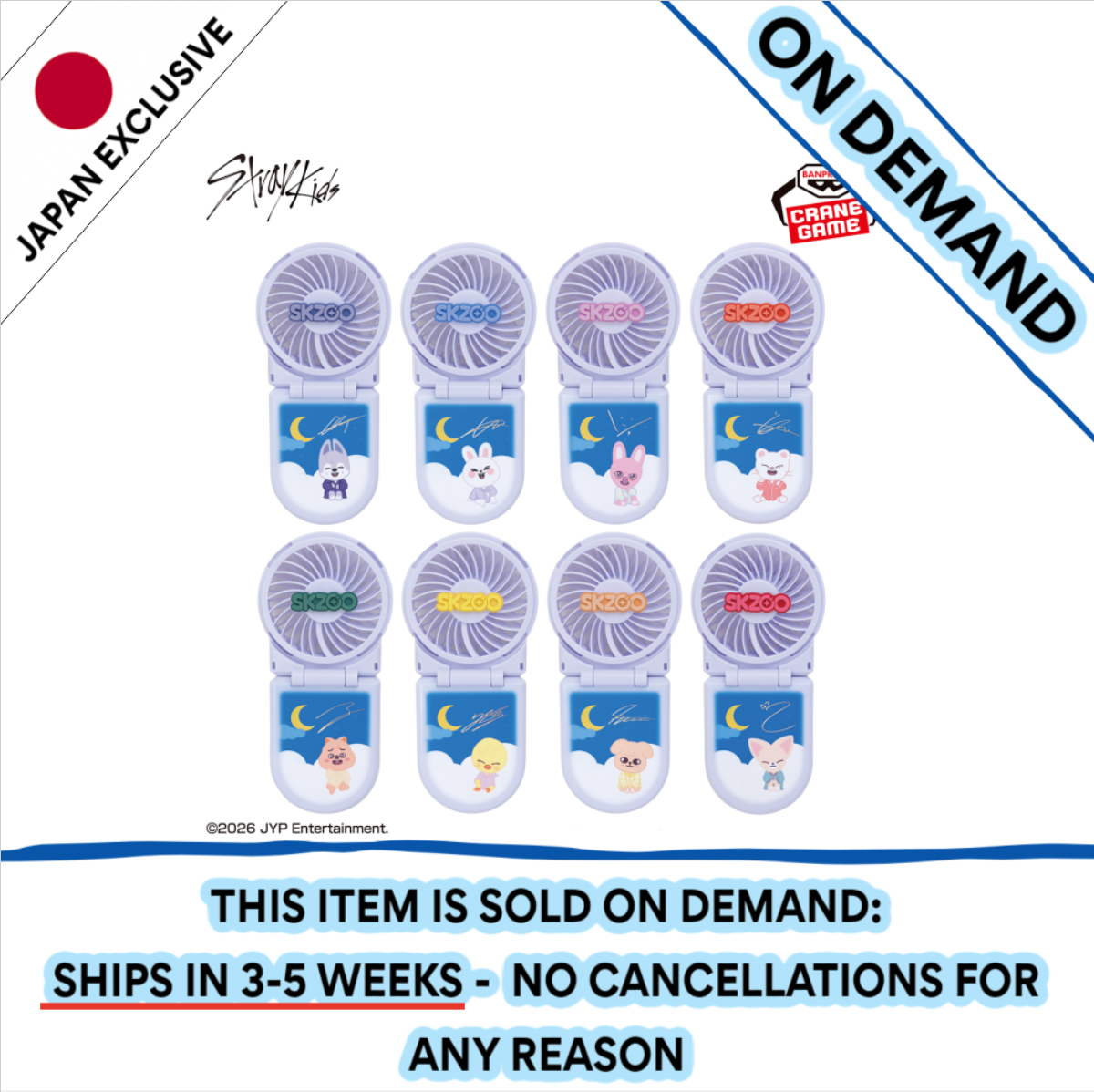 [ON DEMAND] [SHIPS IN 3-5 WEEKS] Stray Kids - SKZOO X GiGO SUMMER CAMPAIGN OFFICIAL CRANE GAME PRIZE - SKZOO MINI 2 WAY HAND-FAN (Skzoo Choice)