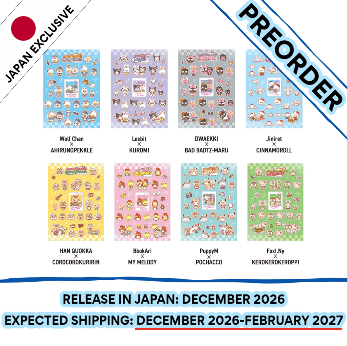 [PREORDER] [SHIPS IN DEC 2026-FEB 2027] Stray Kids - World Tour [RUN IT JAPAN] OFFICIAL MD 2ND LINEUP - SKZOO X SANRIO CHARACTERS STICKER (Skzoo Choice)