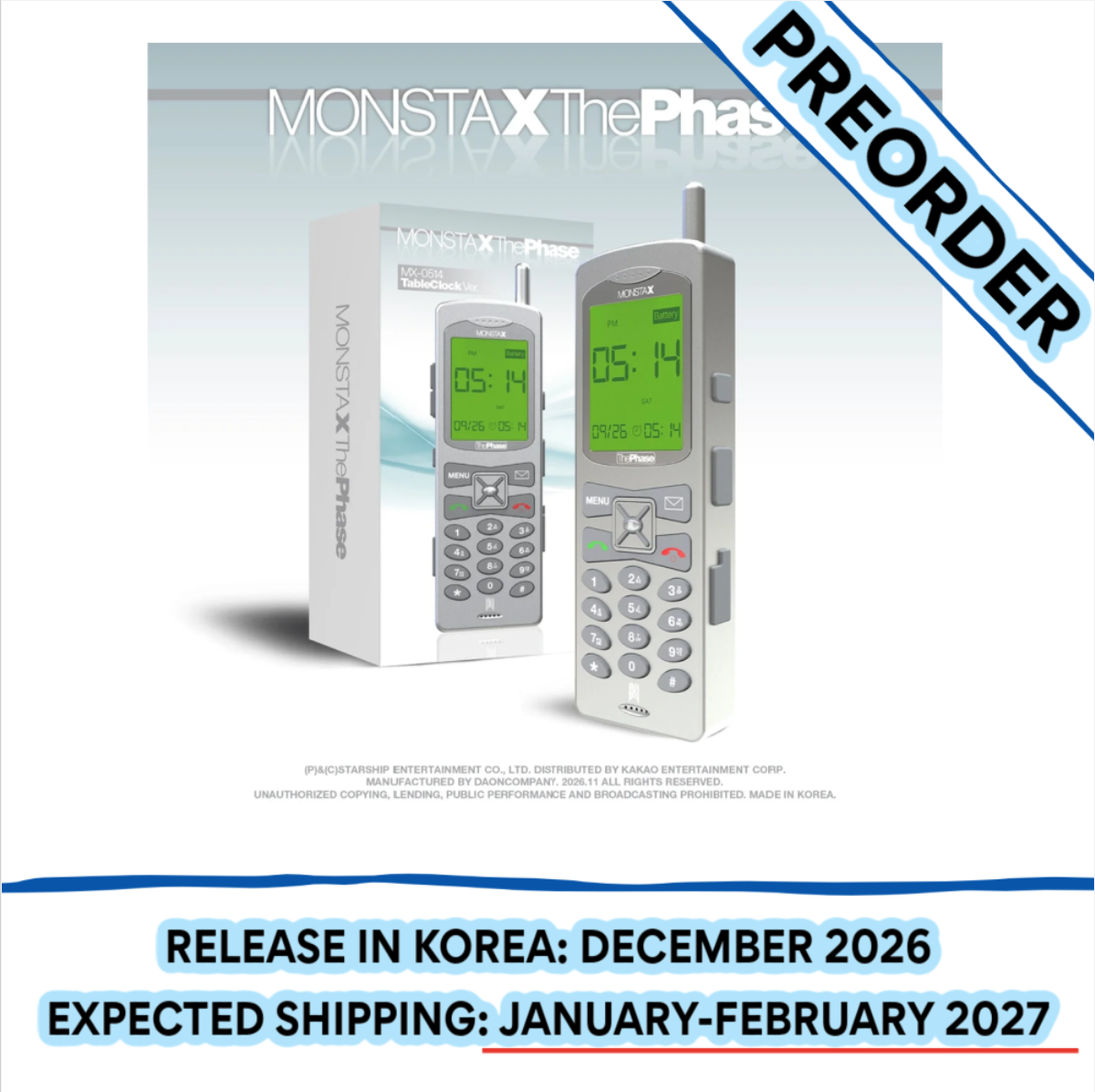 [PREORDER] [SHIPS IN JAN-FEB 2027] MONSTA X - THE PHASE EP ALBUM MX-0514 TABLE CLOCK Ver.