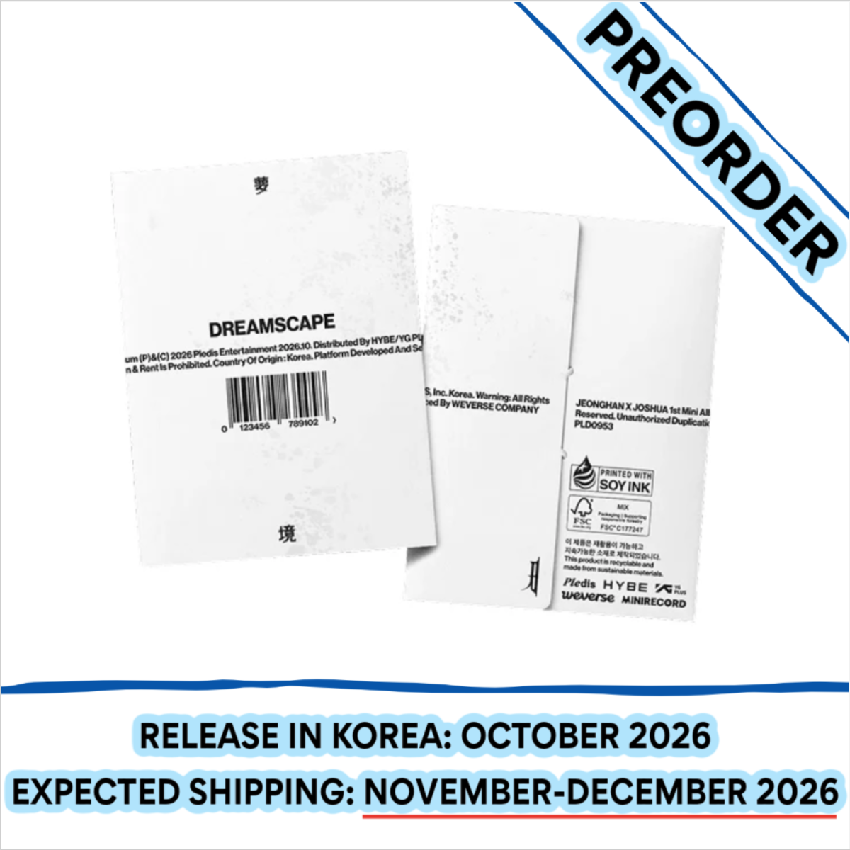 [PREORDER] [SHIPS IN NOV-DEC 2026]   SEVENTEEN JEONGHAN X JOSHUA - DREAMSCAPE 1ST MINI ALBUM - WEVERSE ALBUMS Ver.