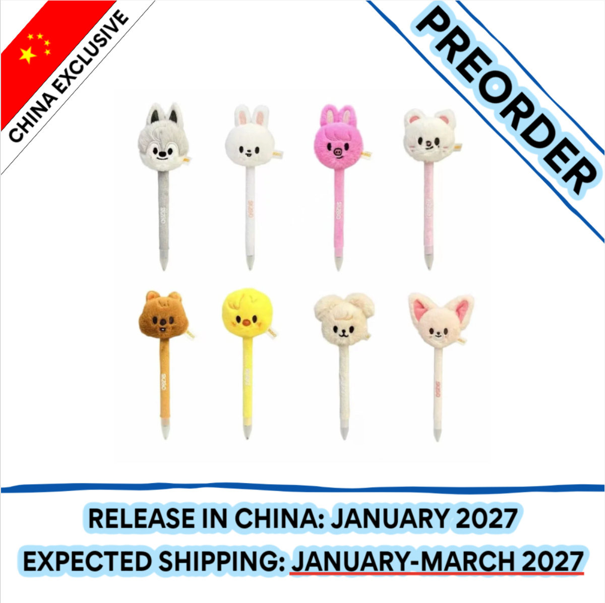 [PREORDER] [SHIPS IN JAN-MAR 2027] Stray Kids - [SKZOO EVERYWHERE ALL AROUND THE WORLD IN CHINA] OFFICIAL MD - PLUSH PEN (Member Choice)