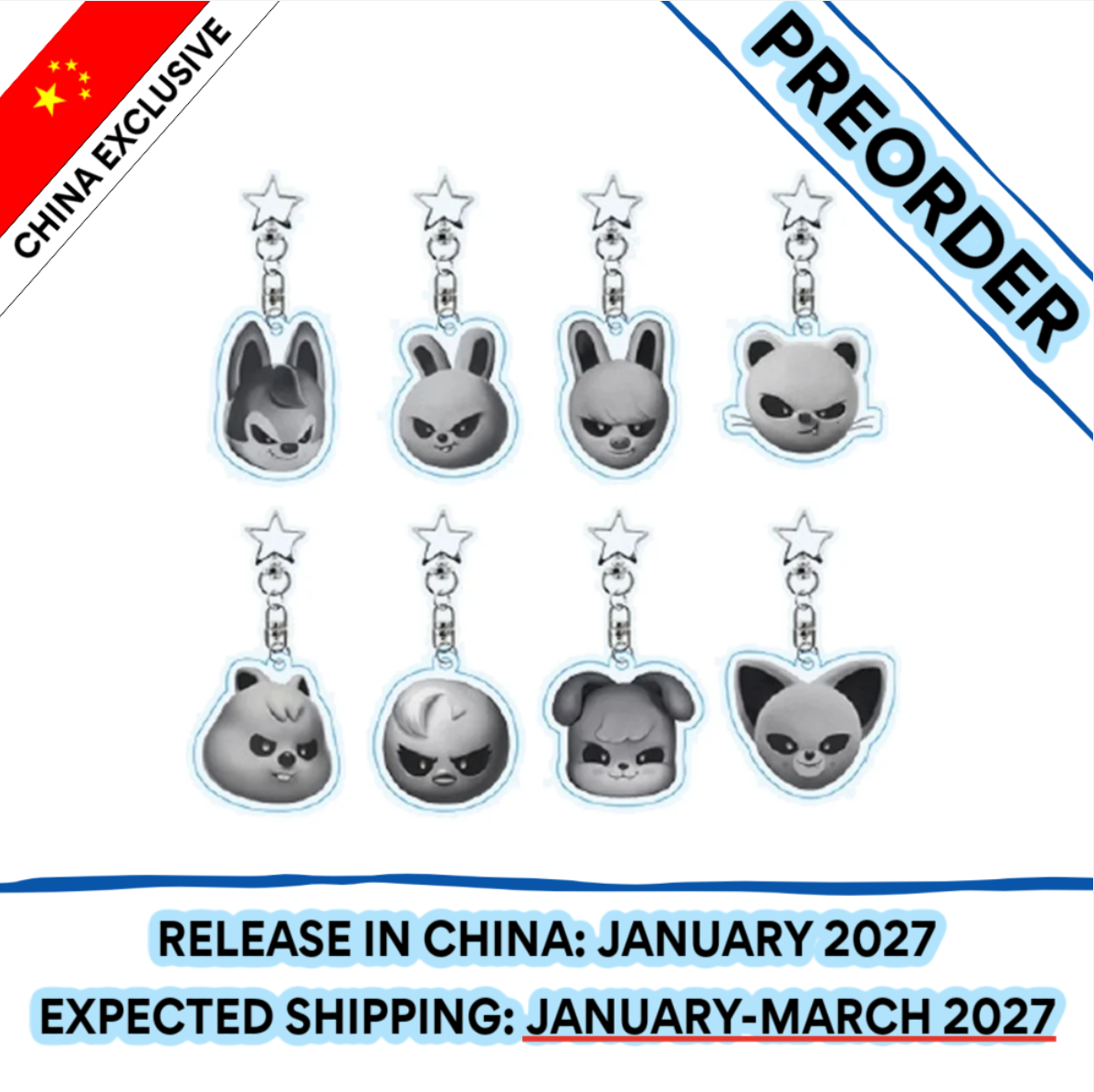 [PREORDER] [SHIPS IN JAN-MAR 2027] Stray Kids - [SKZOO EVERYWHERE ALL AROUND THE WORLD IN CHINA] OFFICIAL MD - EVIL SKZOO ACRYLIC KEYRING (Member Choice)