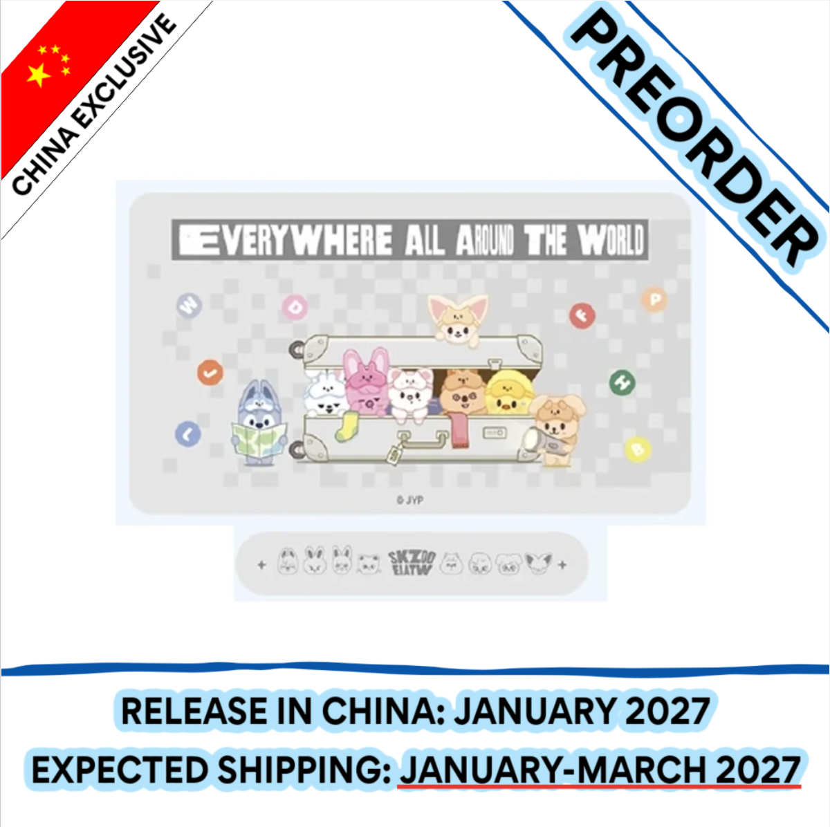[PREORDER] [SHIPS IN JAN-MAR 2027] Stray Kids - [SKZOO EVERYWHERE ALL AROUND THE WORLD IN CHINA] OFFICIAL MD - DESK MAT & PHONE STAND SET