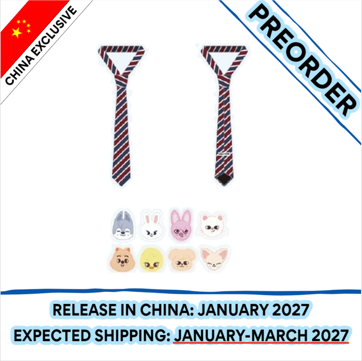 [PREORDER] [SHIPS IN JAN-MAR 2027] Stray Kids - [SKZOO EVERYWHERE ALL AROUND THE WORLD IN CHINA] OFFICIAL MD - NECKTIE SET