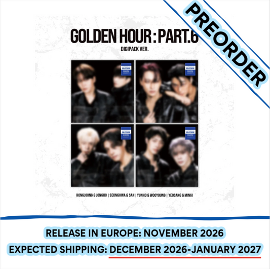 [PREORDER] [SHIPS IN DEC 2026-JAN 2027] ATEEZ - 'GOLDEN HOUR : PART.6' 15th Mini Album DIGIPACK UNIT Ver. RANDOM COVER +  hello82 Exclusive POB
