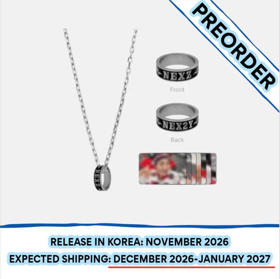 [PREORDER] [SHIPS IN DEC 2026-JAN 2027] NEXZ - 'SAUCIN' THE WORLD' 1ST ASIA TOUR IN SEOUL OFFICIAL MD - RING NECKLACE SET (Size Choice)
