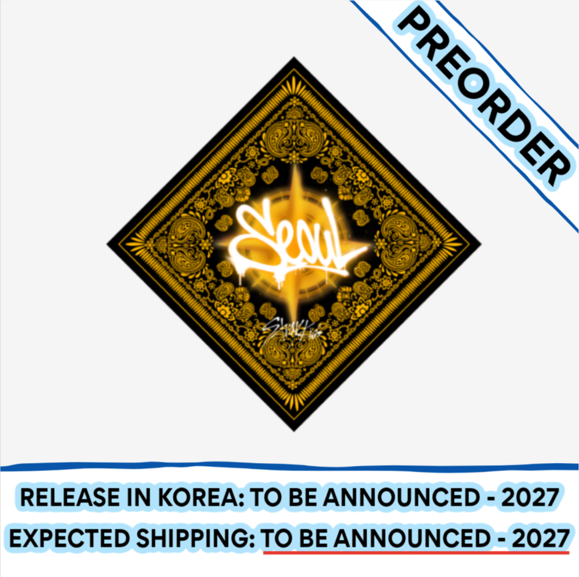 [PREORDER] [SHIPPING TBA 2027] Stray Kids - [ODD & FRESH POP-UP] OFFICIAL MD - BANDANA SEOUL Ver. + POB
