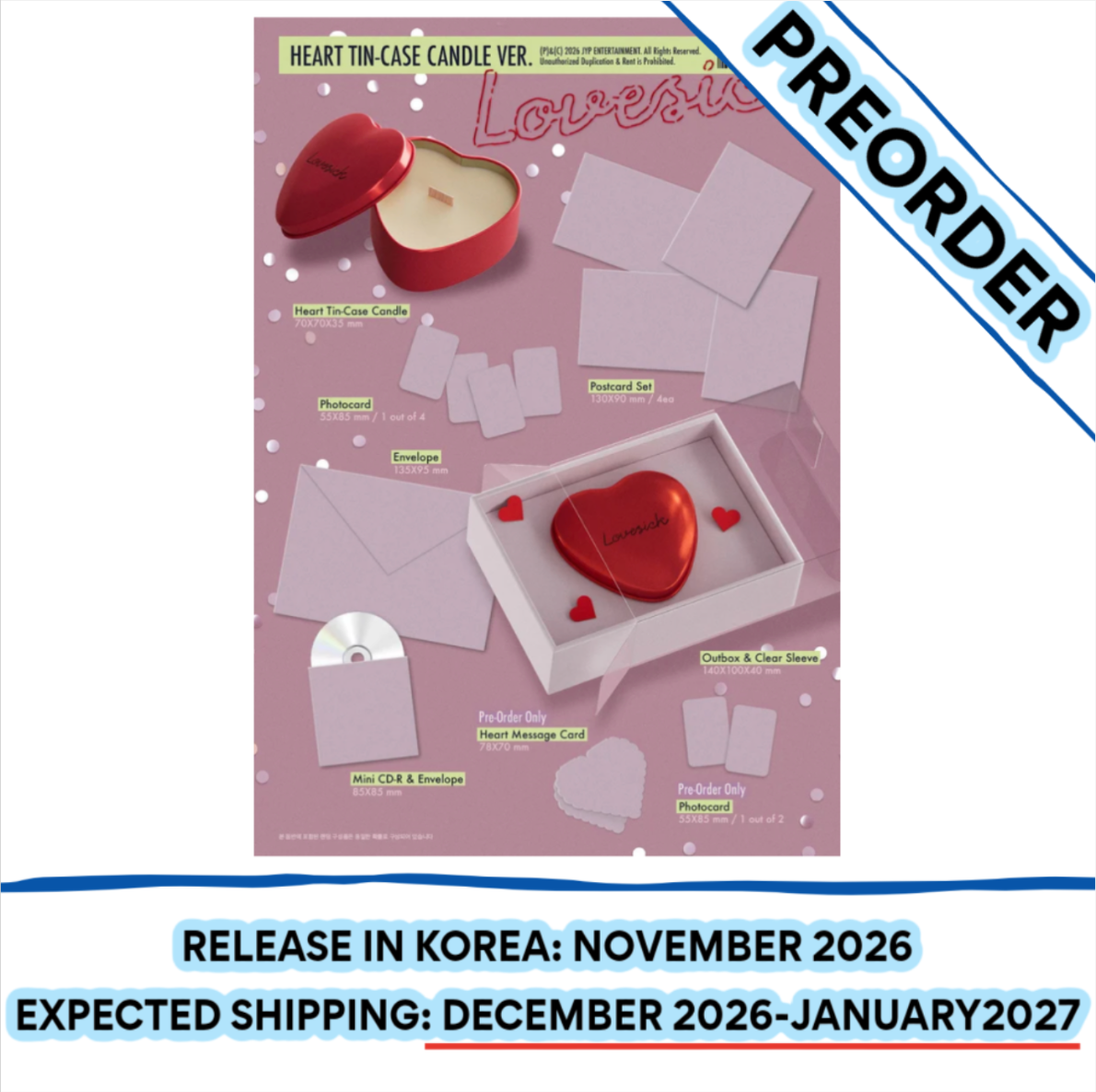 [PREORDER] [SHIPS IN DEC 2026-JAN 2027] ITZY CHAERYEONG - 'LOVESICK 1ST MINI ALBUM' - HEART TIN-CASE CANDLE Ver.