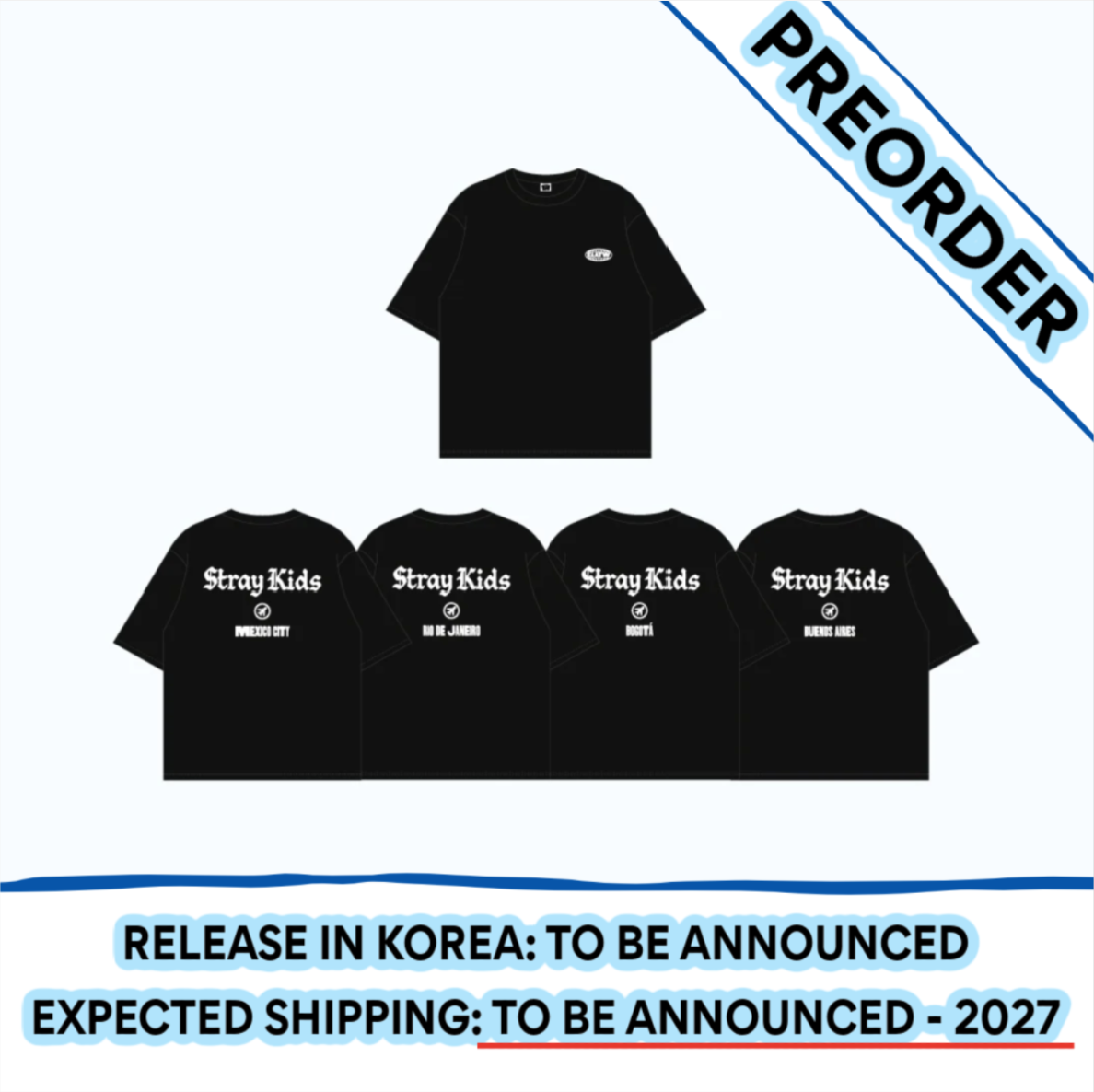 [PREORDER] [SHIPPING TBA 2027] Stray Kids - [SKZOO EVERYWHERE ALL AROUND THE WORLD] Global POP-UP STORE IN LATAM OFFICIAL MD - T-SHIRT (City Choice) + POB