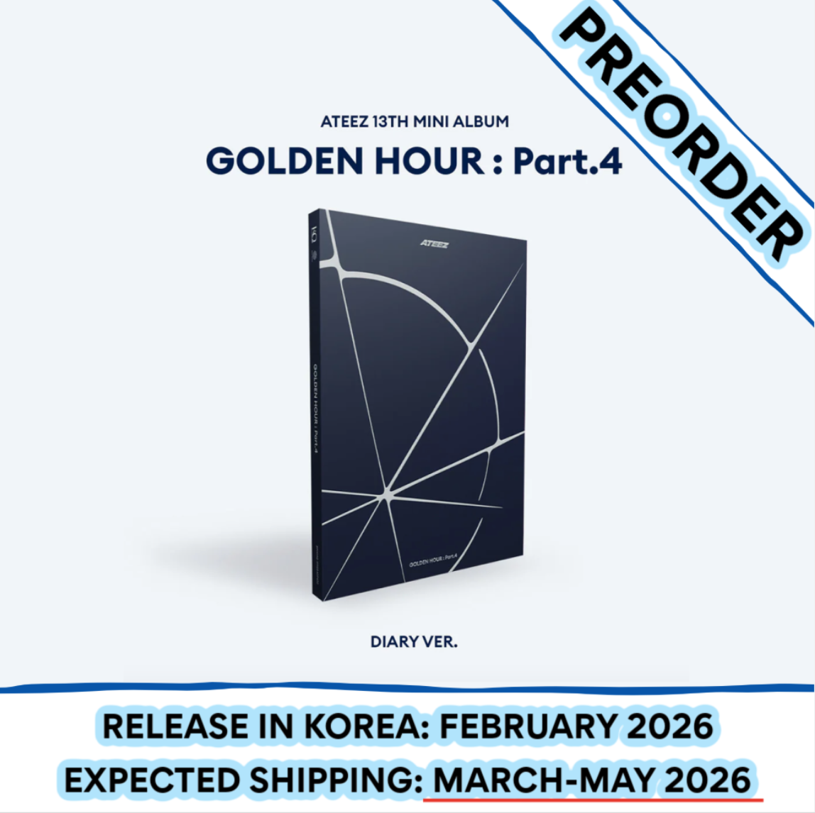 [PREORDER] ATEEZ - GOLDEN HOUR : PART.4 13TH MINI ALBUM STANDARD + POB (Version Choice)