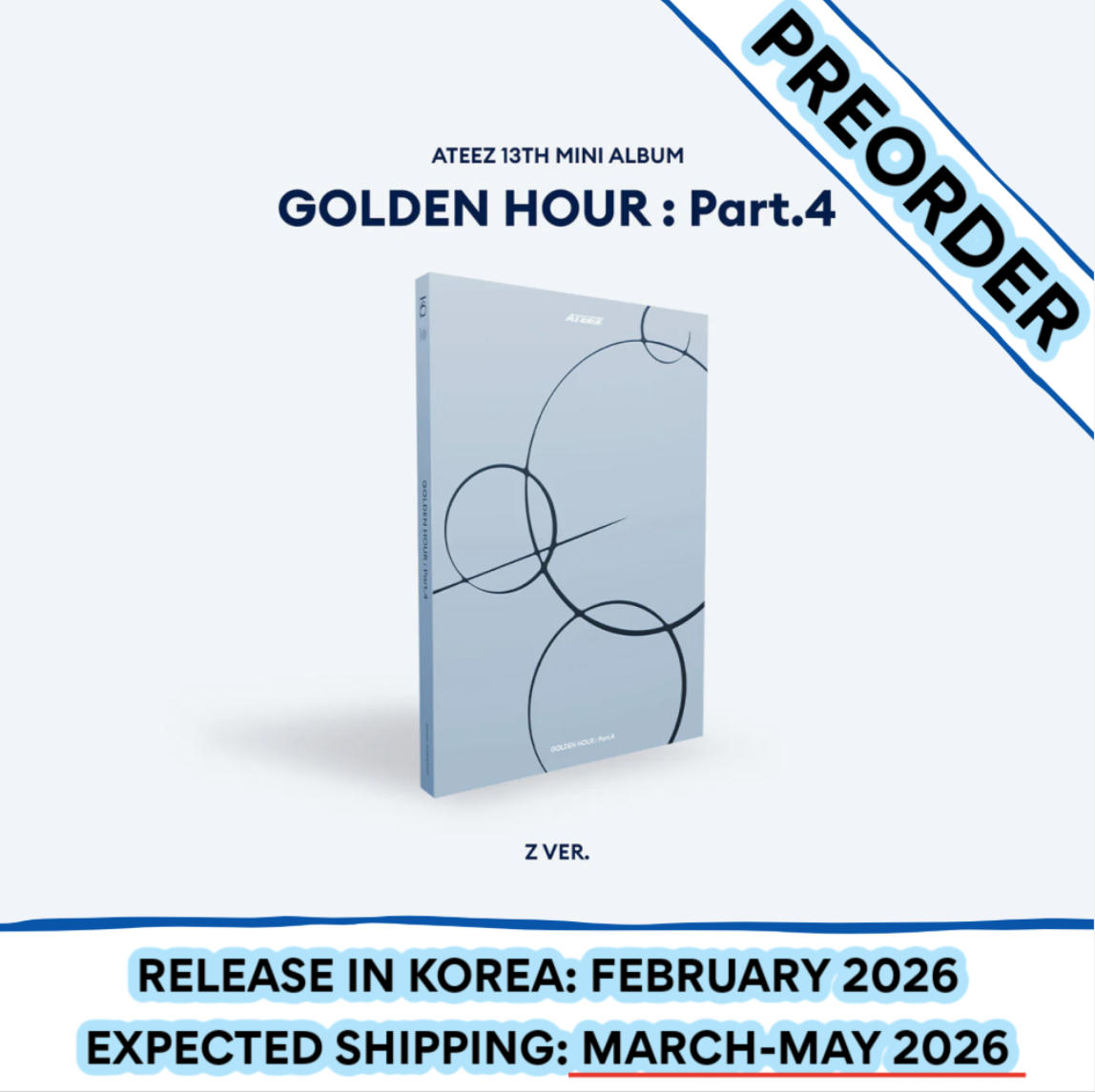 [PREORDER] ATEEZ - GOLDEN HOUR : PART.4 13TH MINI ALBUM STANDARD + POB (Version Choice)