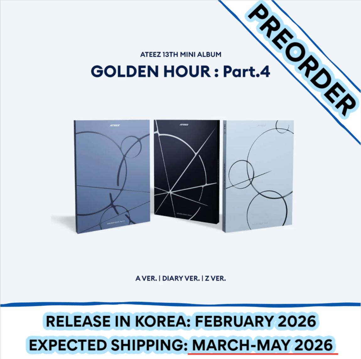 [PREORDER] ATEEZ - GOLDEN HOUR : PART.4 13TH MINI ALBUM STANDARD + POB (Version Choice)
