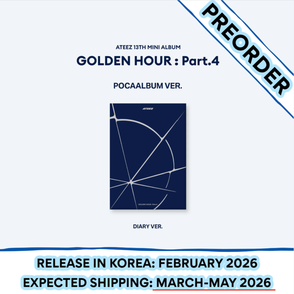 [PREORDER] ATEEZ - GOLDEN HOUR : PART.4 13TH MINI ALBUM POCA ALBUM + POB (Version Choice)