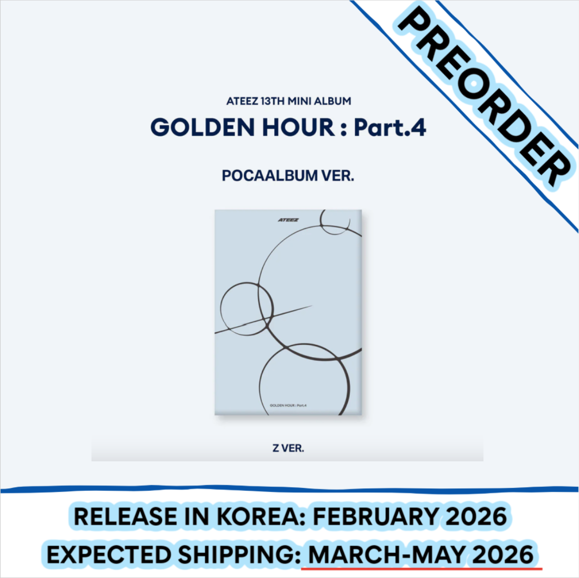 [PREORDER] ATEEZ - GOLDEN HOUR : PART.4 13TH MINI ALBUM POCA ALBUM + POB (Version Choice)
