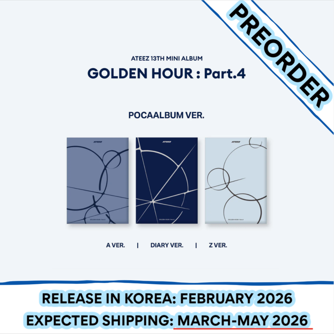 [PREORDER] ATEEZ - GOLDEN HOUR : PART.4 13TH MINI ALBUM POCA ALBUM + POB (Version Choice)