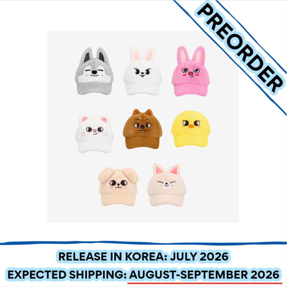 [PREORDER] Stray Kids 6TH FANMEETING OFFICIAL MD [STAY in Our Little House] - SKZOO PLUSH CAP (Member Choice)