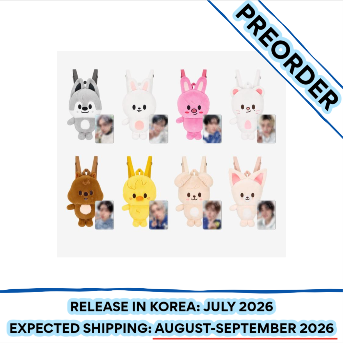 [PREORDER] Stray Kids 6TH FANMEETING OFFICIAL MD [STAY in Our Little House] - SKZOO PLUSH BACKPACK (Member Choice)