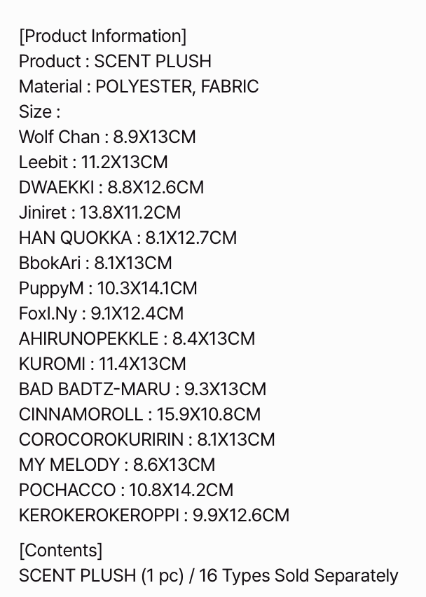 [PREORDER] [SHIPS IN NOV-DEC] Stray Kids - [2026 SKZOO X SANRIO CHARACTERS OFFICIAL MD] SCENT PLUSH (Type Choice)