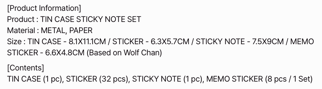[PREORDER] [SHIPS IN NOV-DEC] Stray Kids - [2026 SKZOO X SANRIO CHARACTERS OFFICIAL MD] TIN CASE STICKY NOTE SET