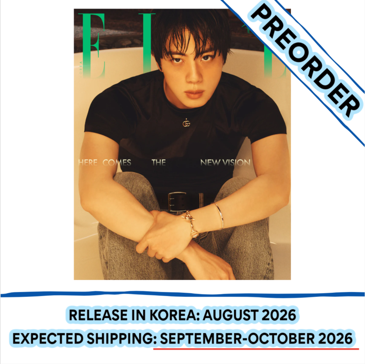 [PREORDER] [SHIPS IN SEPT-OCT] BTS JIN - ELLE MAGAZINE 2026 AUGUST ISSUE (Cover Choice)