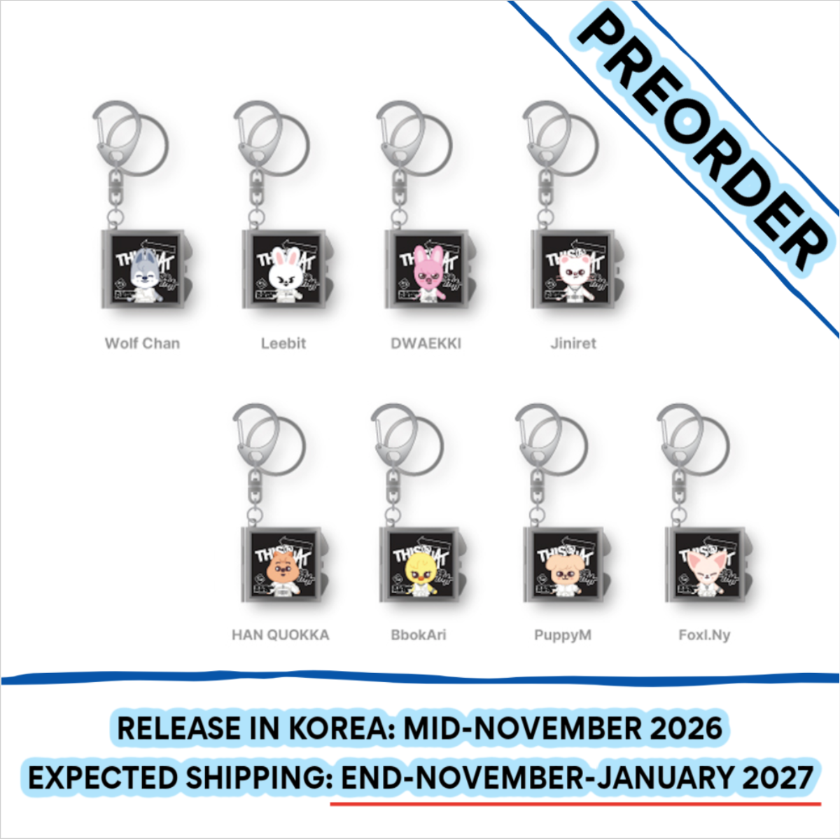[PREORDER] [SHIPS IN NOV-JAN] Stray Kids - "THIS & THAT" POP-UP STORE OFFICIAL MD SKZOO MIRROR KEYRING (Week & Member Choice)