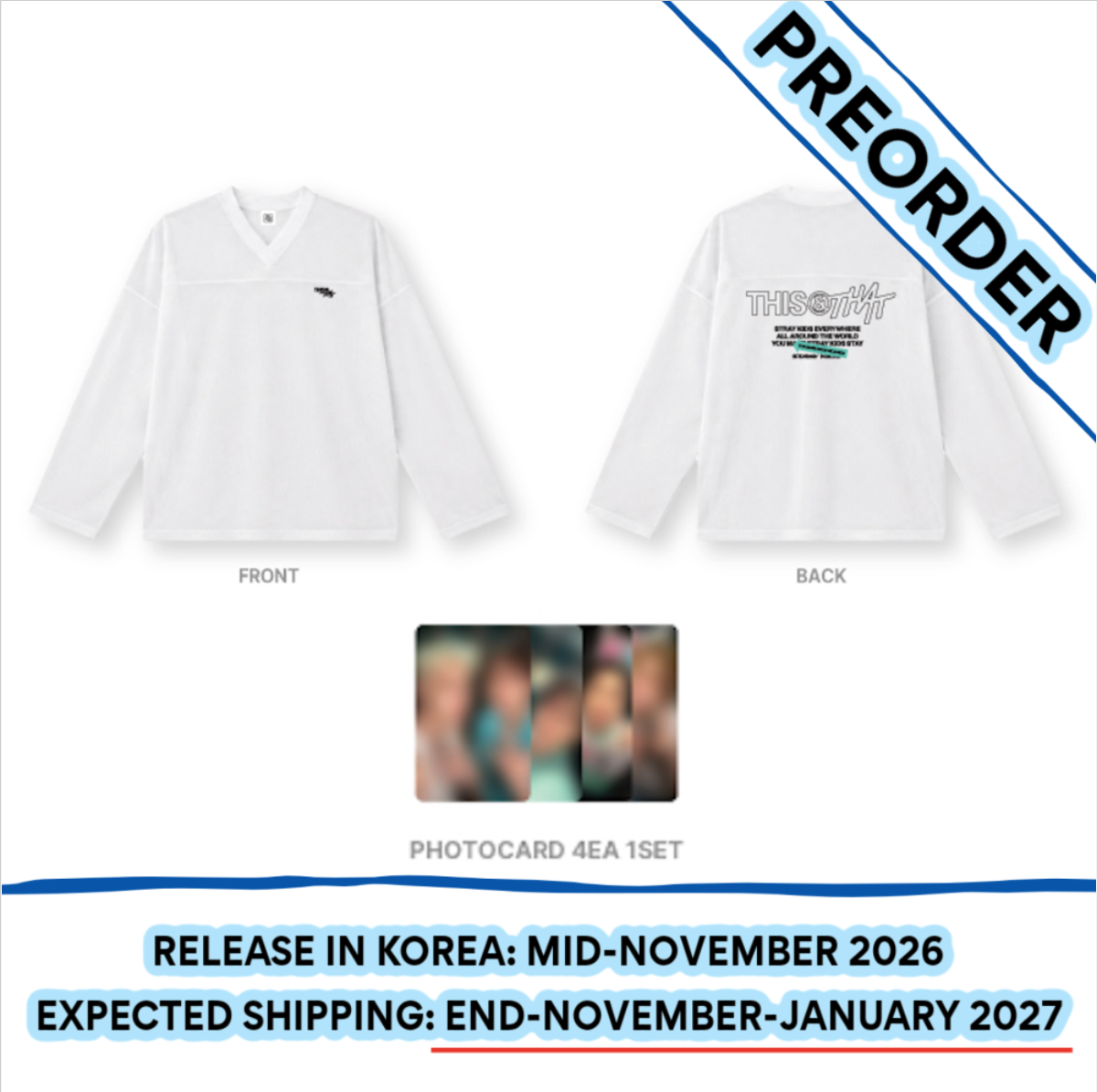 [PREORDER] [SHIPS IN NOV-JAN] Stray Kids - "THIS & THAT" POP-UP STORE OFFICIAL MD MESH LONG SLEEVE (One Size) (Week Choice)