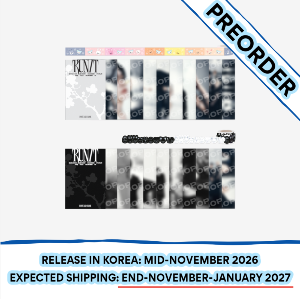 [PREORDER] [SHIPS IN NOV-JAN] Stray Kids - World Tour [RUN IT SEOUL] OFFICIAL MD - POSTCARD BOOK & ROLL STICKER SET (Type Choice)