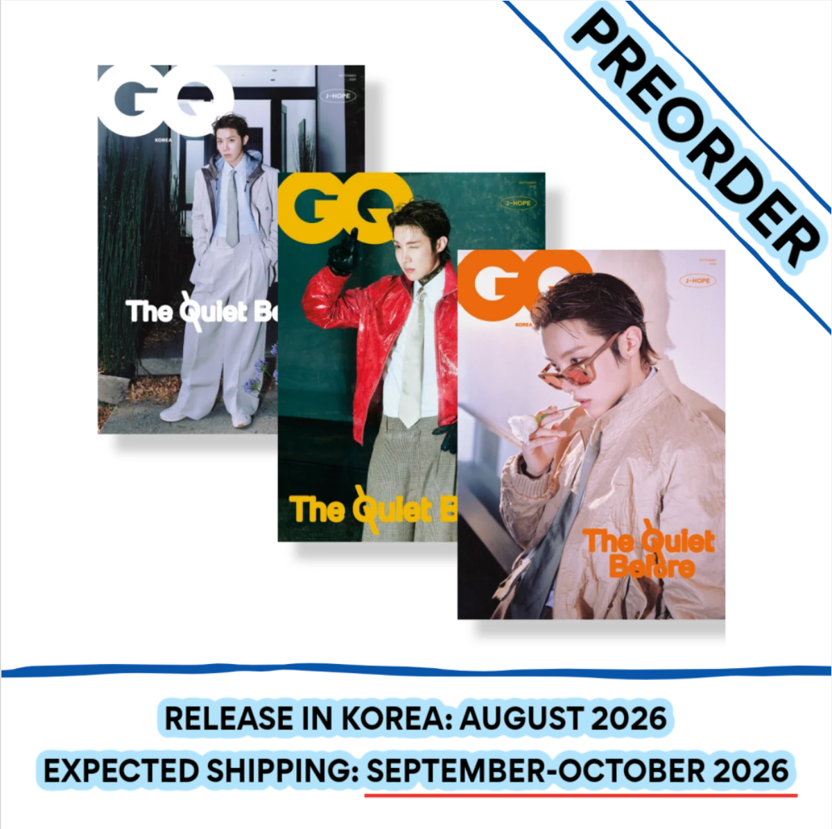 [PREORDER] [SHIPS IN SEPT-OCT] BTS J-HOPE - GQ KOREA MAGAZINE 2026 SEPTEMBER ISSUE (Cover Choice)