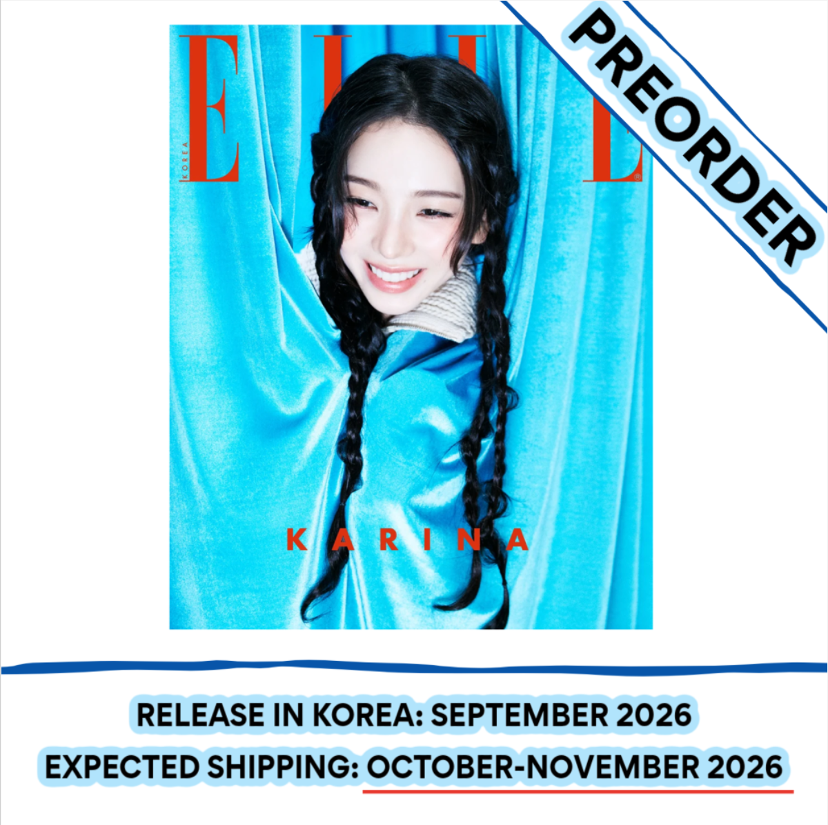 [PREORDER] [SHIPS IN OCT-NOV] AESPA KARINA - ELLE 2026 SEPTEMBER ISSUE (Cover Choice)