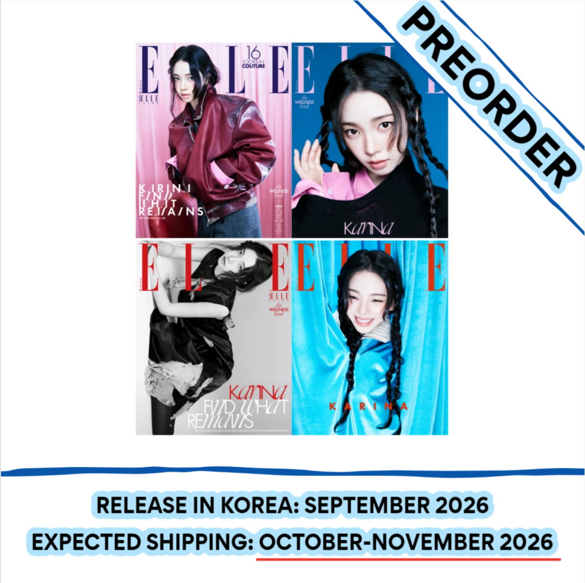 [PREORDER] [SHIPS IN OCT-NOV] AESPA KARINA - ELLE 2026 SEPTEMBER ISSUE (Cover Choice)