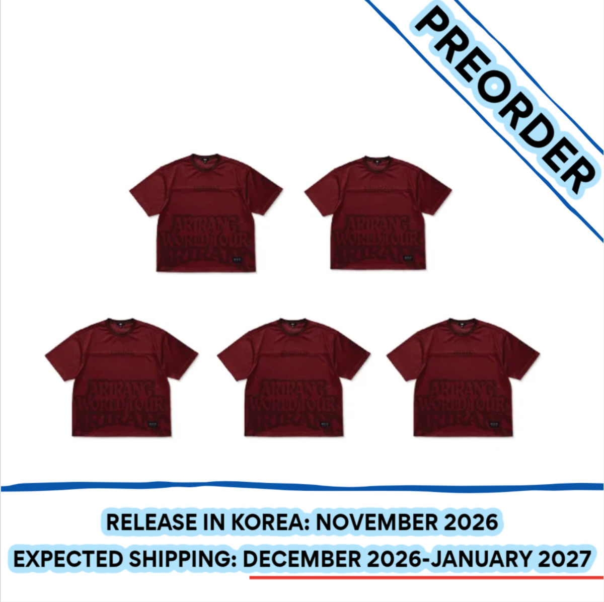 [PREORDER] [SHIPS IN DEC-JAN] BTS - ARIRANG WORLD TOUR OFFICIAL MD TOUR JERSEY EUROPE Ver. (Size & City Choice)