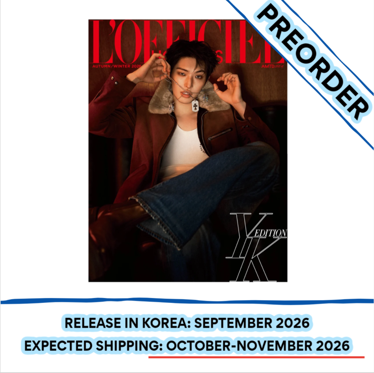 [PREORDER] [SHIPS IN OCT-NOV] ATEEZ MINGI - L'OFFICIEL HOMME KOREA MAGAZINE 2026 (Cover Choice)