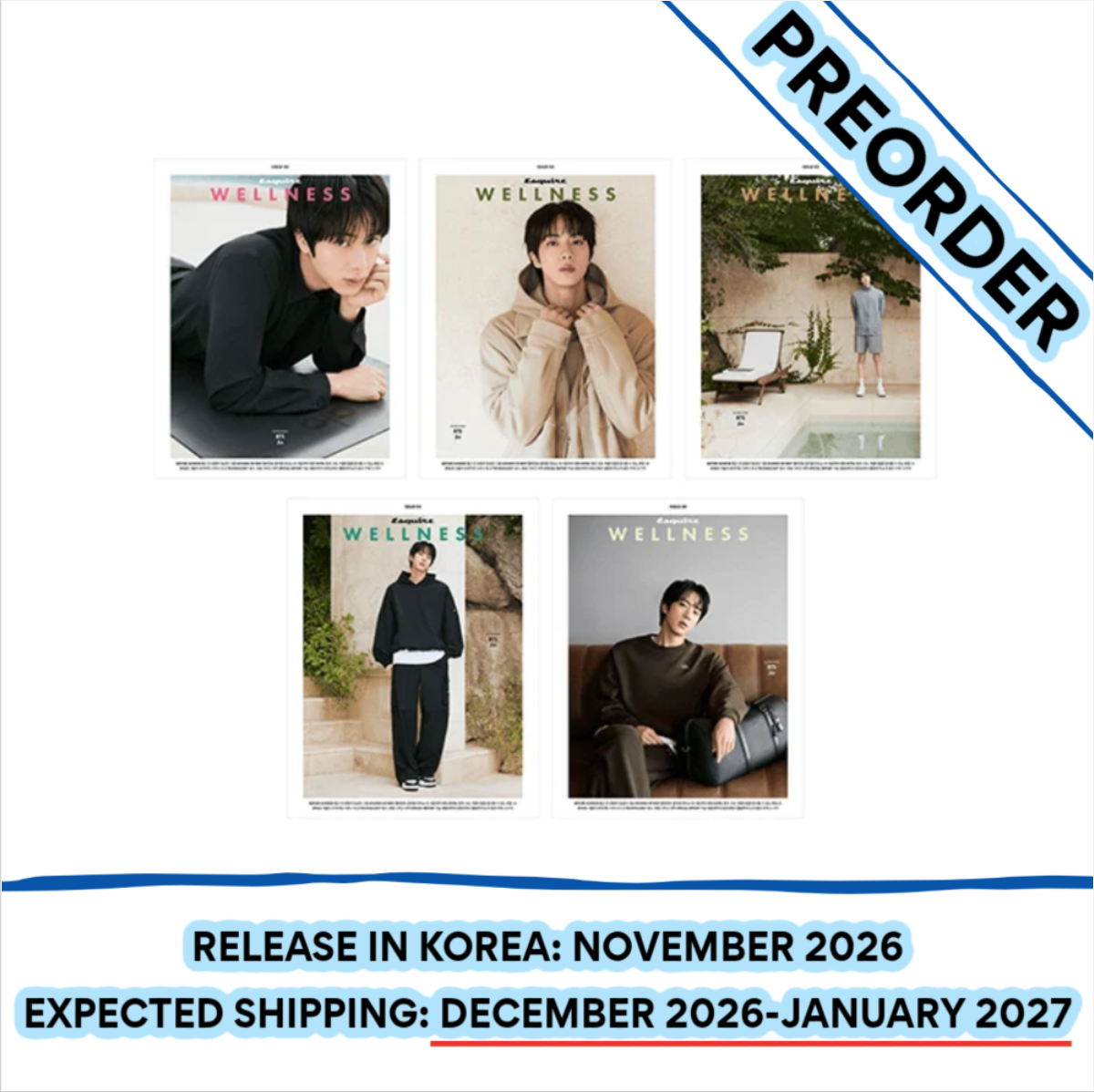 [PREORDER] [SHIPS IN DEC 2026-JAN 2027] BTS JIN - ESQUIRE WELLNESS BOOK 2026 OCTOBER ISSUE (Cover Choice)